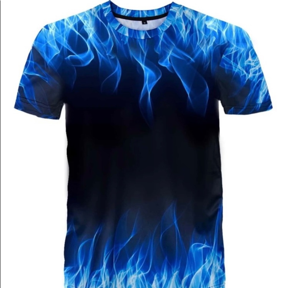 Men 3D Fire Print Tee